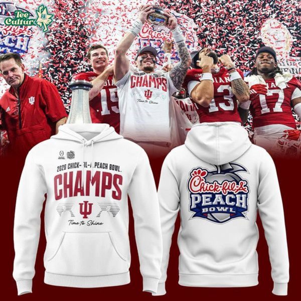 2025 Indiana football Peach Bowl Champions Limited Edition Hoodie White