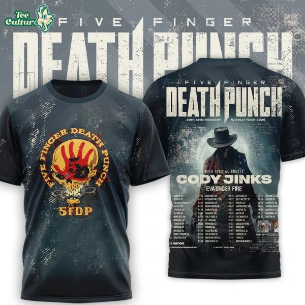 Five Finger Death Punch 20th Anniversary World Tour 2026 band t-shirt