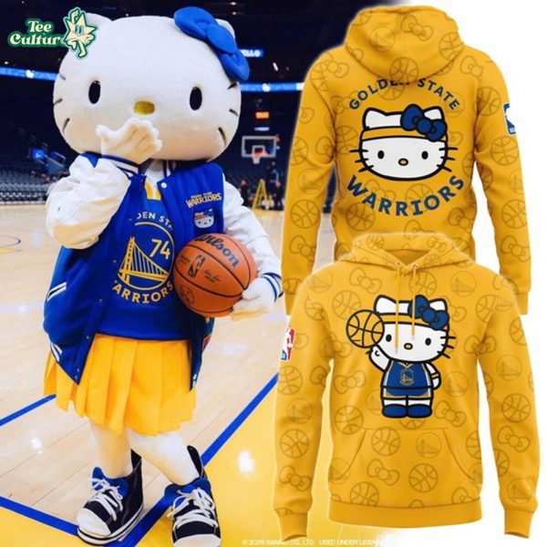 Golden State Warriors 2025 Hello Kitty Night Special Hoodie - Yellow