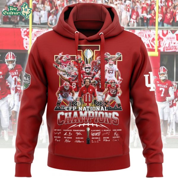 Indiana Hoosiers 2026 National Championship Hoodie – IU Undefeated 16 Season - Red