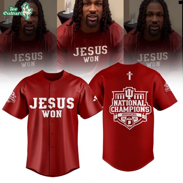 Indiana Hoosiers “Jesus Won” 2026 National Champions Baseball Jersey