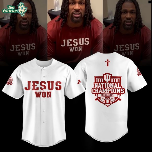 Indiana Hoosiers “Jesus Won” 2026 National Champions Graphic Baseball Jersey Shirt