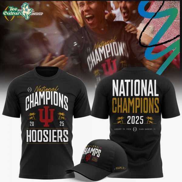 Men's Black Indiana Hoosiers College Football Playoff 2025 National Champions Locker Room Authentic T-Shirt(Updated Version)