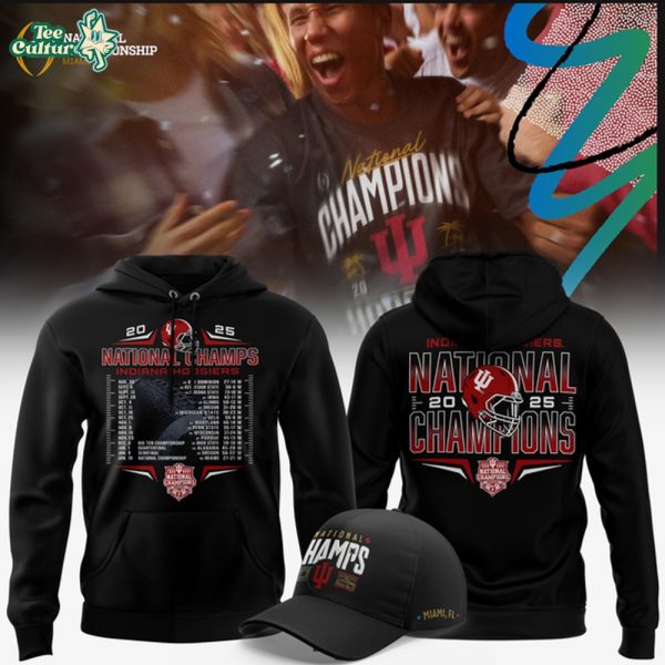 Men's Champion Black Indiana Hoosiers College Football Playoff 2025 National Champions Schedule Hoodie-Black