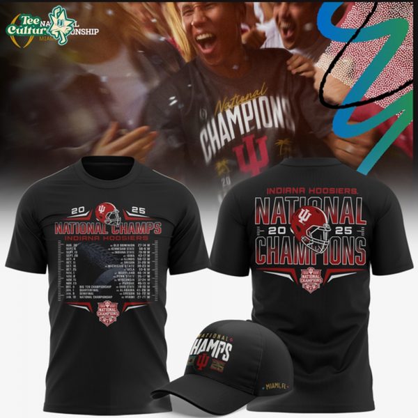 Men's Champion Black Indiana Hoosiers College Football Playoff 2025 National Champions Schedule T-Shirt