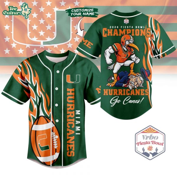 Miami Hurricanes | Premium NCAA 2026 Fiesta Bowl Champions Jersey Shirt NY - Green