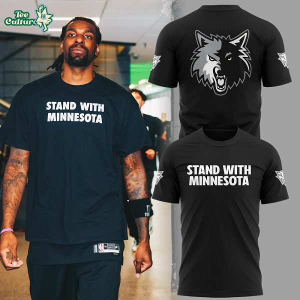 Minnesota Timberwolves “Stand With Minnesota” Black Fan T-Shirt