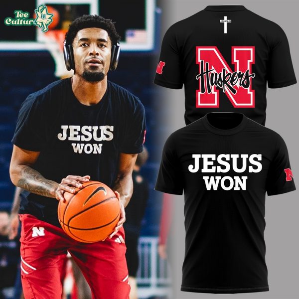 Nebraska Huskers Jesus Won Black Tshirt