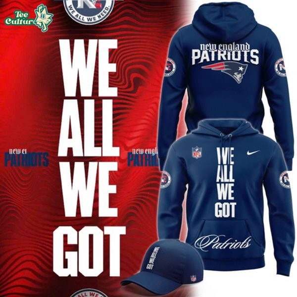 Official New England Patriots "We All We Got" HoodieHoodie - Navy