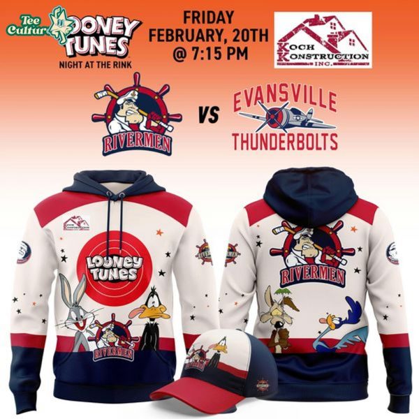 Official Peoria Rivermen Looney Tunes Hoodie