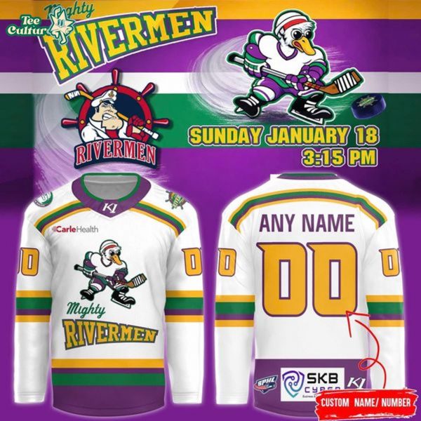 Official Peoria Rivermen Mighty Ducks Night Jersey(Updated Version)