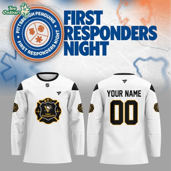 Pittsburgh Penguins First Responders Night Hockey Jersey Custom Name, Number