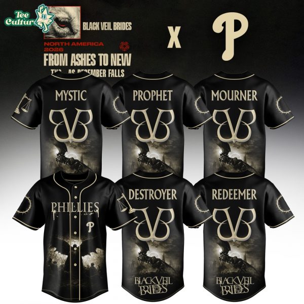 Philadelphia Phillies x Black Veil Brides “From Ashes To New” Tour Baseball Jersey
