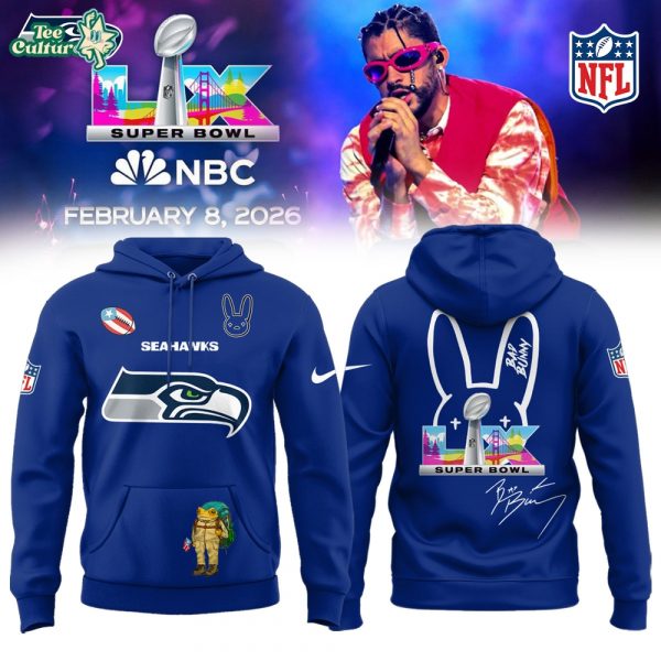 Seattle Seahawks x Bad Bunny Super Bowl Hoodie - Blue
