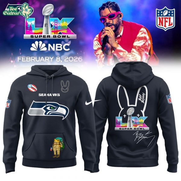 Seattle Seahawks x Bad Bunny Super Bowl Hoodie - Gray Blue