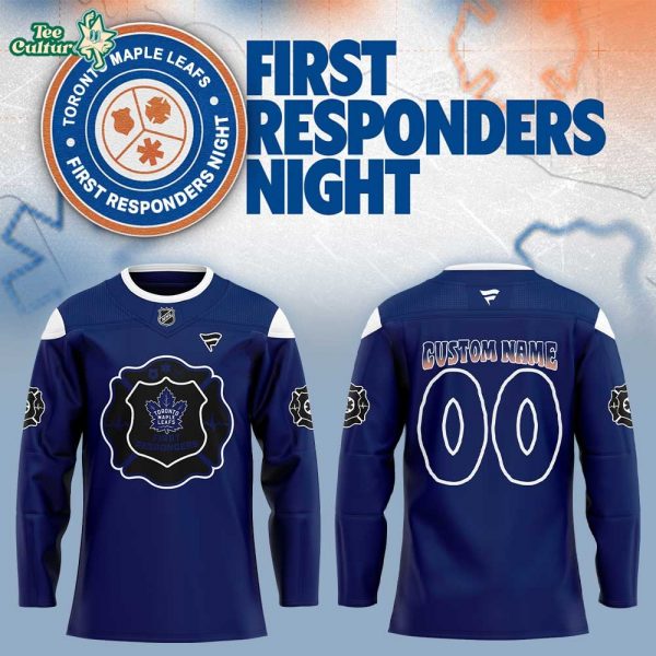 Toronto Maple Leafs First Responders Night 2026 Blue Hockey Jersey Custom Name, Number