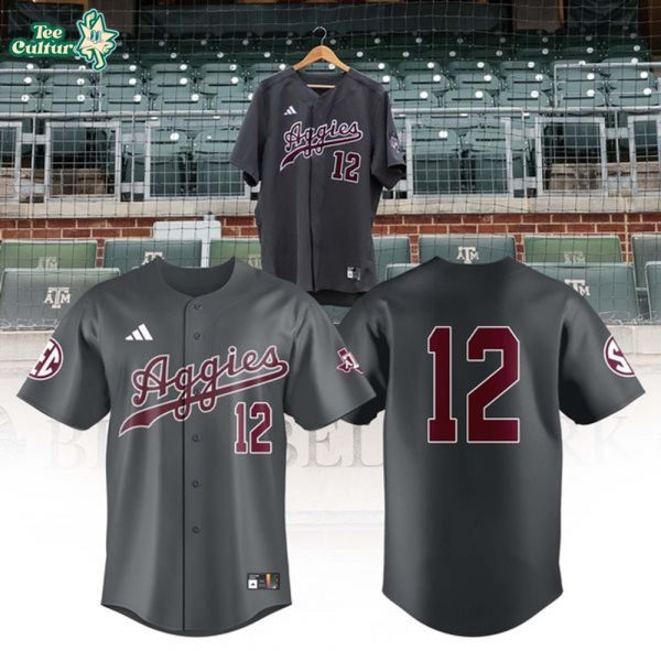 Texas A&M Dark Grey Full Button Baseball Jersey