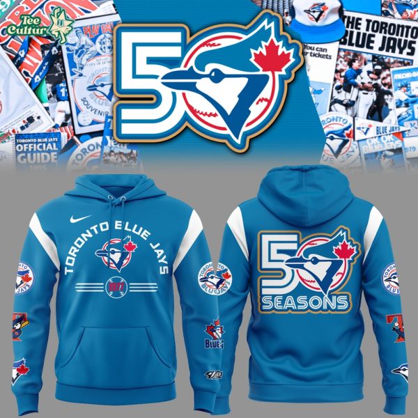 Toronto Blue Jays New Era White Historical Championship Hoodie V2 - Light Blue