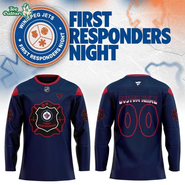 Winnipeg Jets First Responders Night 2026 Blue Hockey Jersey Custom Name, Number