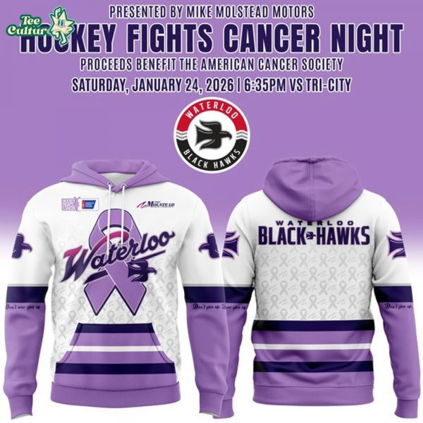 Waterloo Black Hawks X Hockey Fights Cancer Hoodie