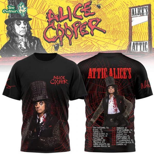 Alice Cooper “Welcome to Alice’s Attic” Tour Dates 3D T-Shirt – Black Edition