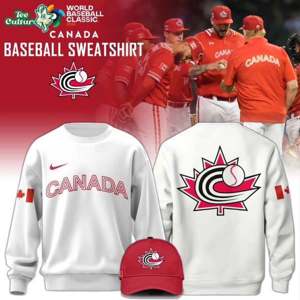 Canada Baseball 2026 World Baseball Classic 2DSweatshirt Limited Edition White