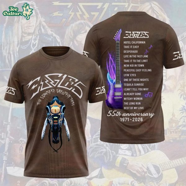 Eagles Greatest Hits Album 1971–2026 3D Graphic T-Shirt Brown