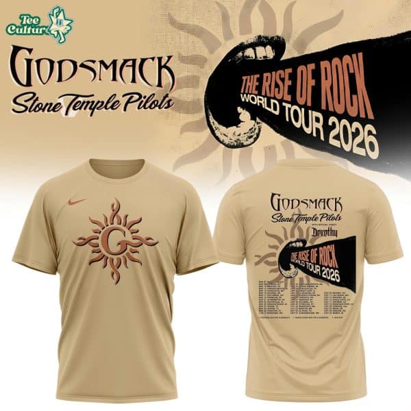 Godsmack The Rise of Rock 2026 World Tour Sun Emblem Concert Tee