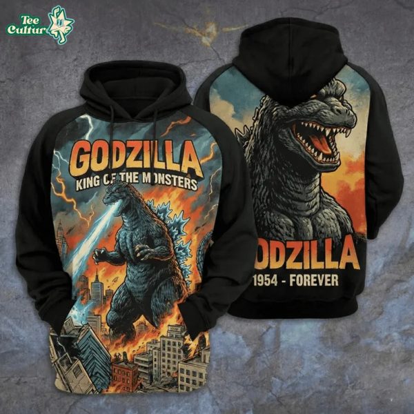 Godzilla King of the Monsters 1954 Vintage Forever 3D Hoodie