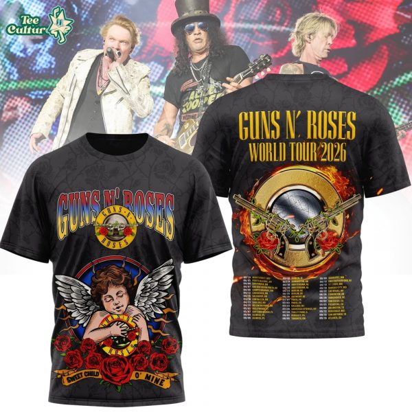 Guns N’ Roses World Tour 2026 Sweet Child O’ Mine 3D T-Shirt – Classic Rock Merch