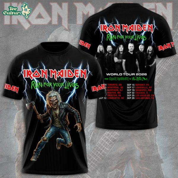 Iron Maiden “Run For Your Lives” World Tour 2026 3D Graphic Apparel