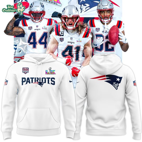 Official New England Patriots Nike White Super Bowl LX Hoodie