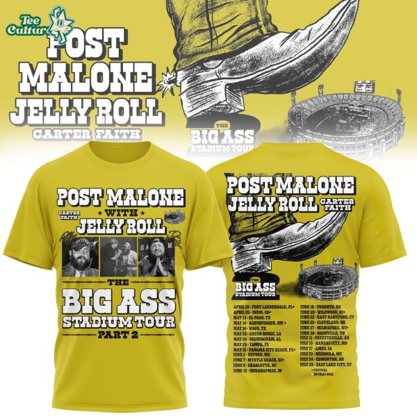 Post Malone & Jelly Roll The Big Ass Stadium Tour Part 2 2026 Concert T-Shirt