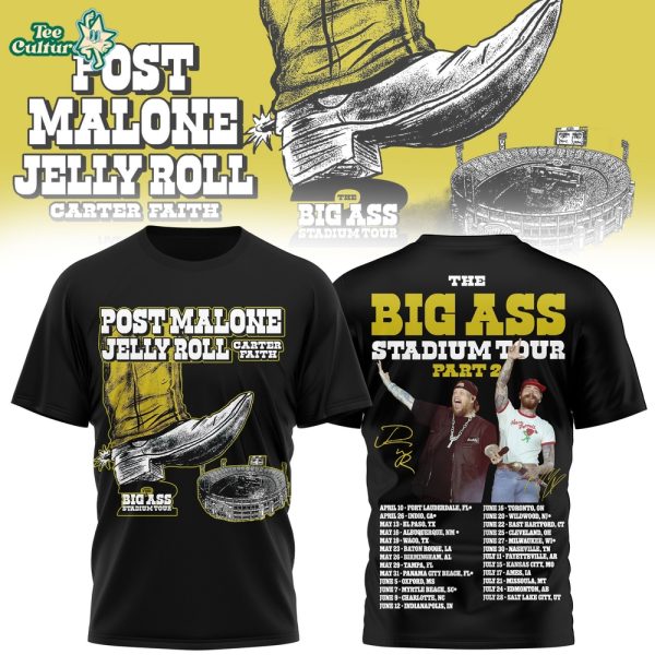 Post Malone and Jelly Roll Big Ass Stadium Tour Part 2 2026 Official T-Shirt