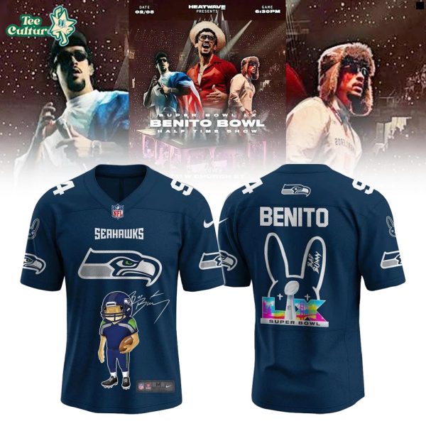 Seattle Seahawks x Bad Bunny Super Bowl LX Benito Special Edition Football Jersey