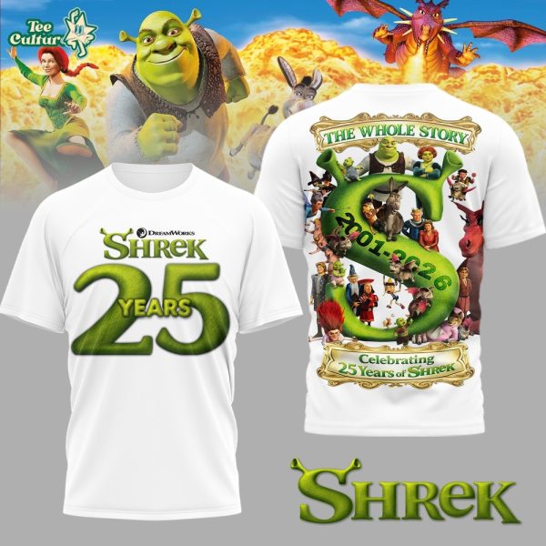 Shrek 25 Years The Whole Story 2001 2026 T-Shirt