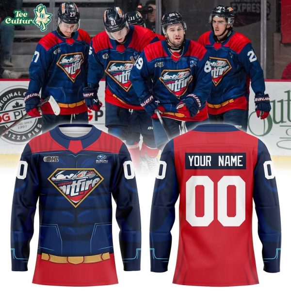 Windsor Spitfires Hockey x Super Hero Night 2026 Hockey Jersey Custom Name, Number