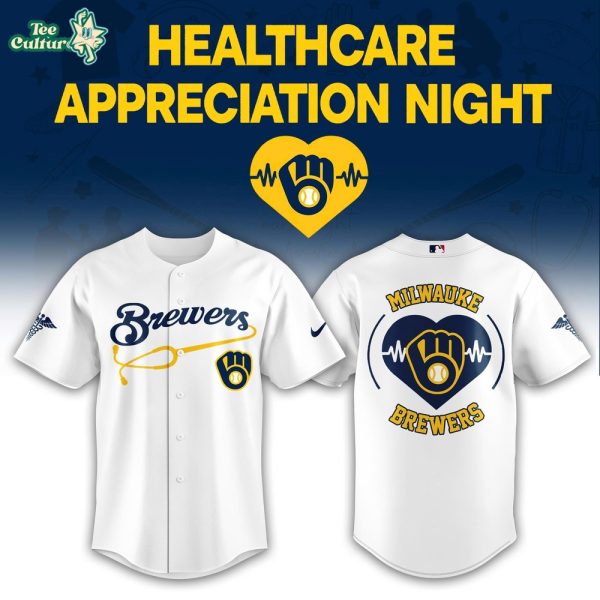 2026 Milwaukee Brewers Healthcare Appreciation Night Limited Edition Jersey Jogger And Cap White Outfit