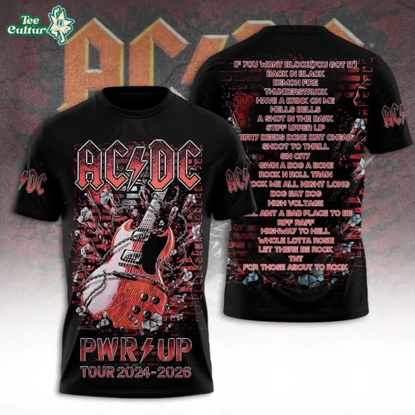 AC/DC Breaking The Wall 2026 Tour Black Graphic T-Shirt