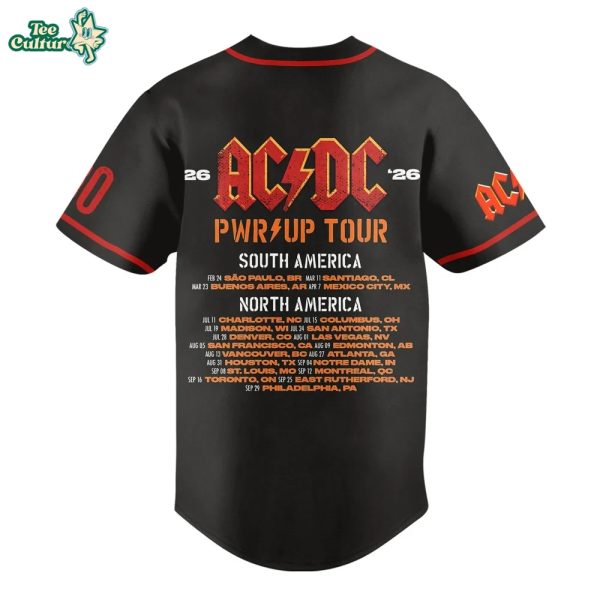 ACDC PWR UP Tour 2026 Baseball Jersey With Tour Dates by Teesculture.com