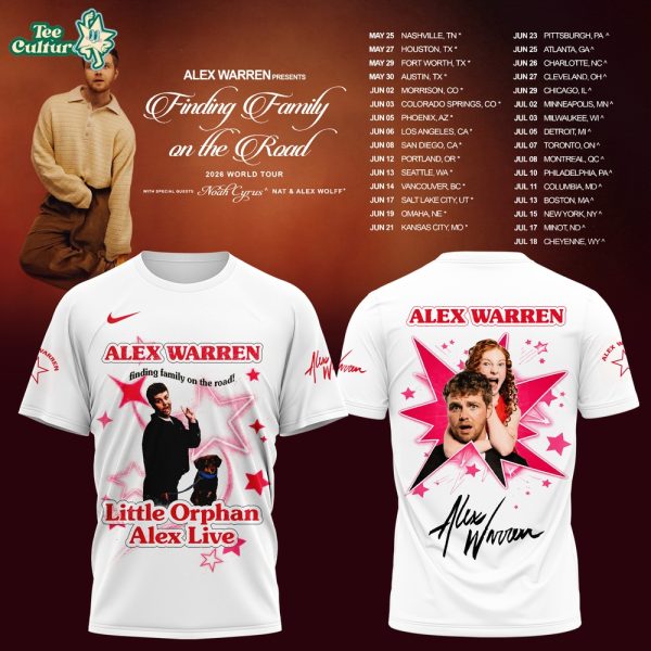 Alex Warren Finding Family On The Road 2026 White Limited Graphic T Shirt
