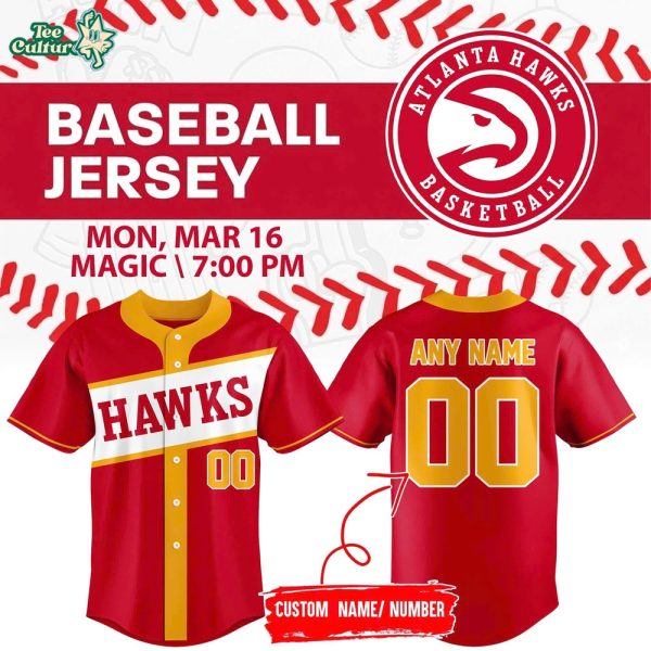 Atlanta Hawks Customizable Baseball Jersey 2026