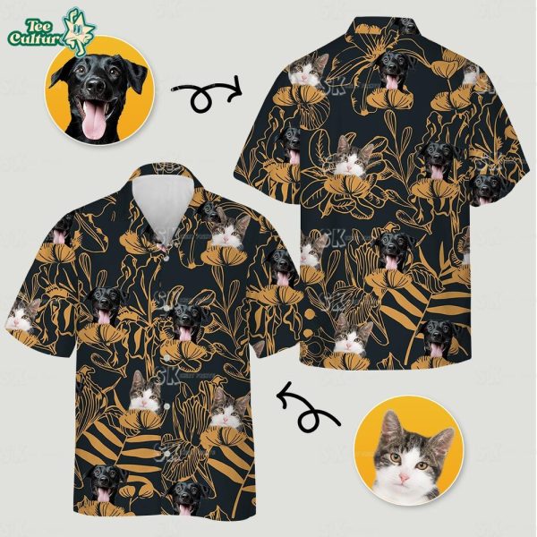 Best Mens Hawaiian Shirts Custom Photo Floral Cat Dog Print