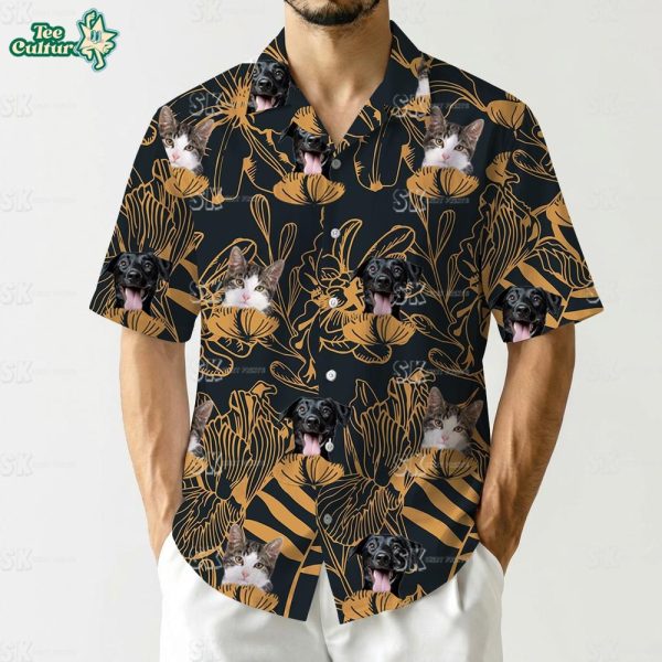 Best Mens Hawaiian Shirts Custom Photo Floral Cat Dog Print by Teesculture.com