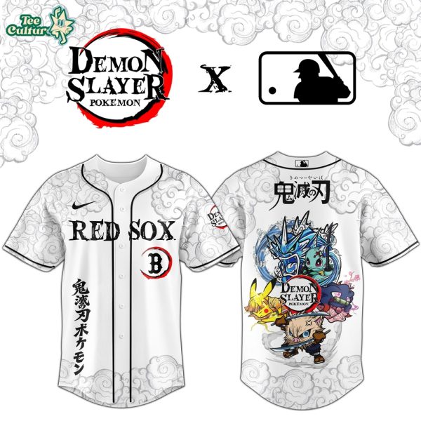 Boston Red Sox Demon Slayer Pokemon Crossover Limited Edition Baseball Jersey