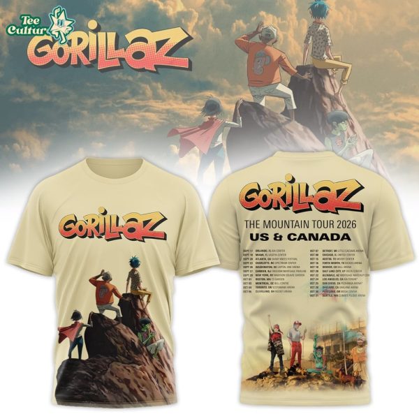 Gorillaz The Mountain Tour 2026 US & Canada Dates T-Shirt