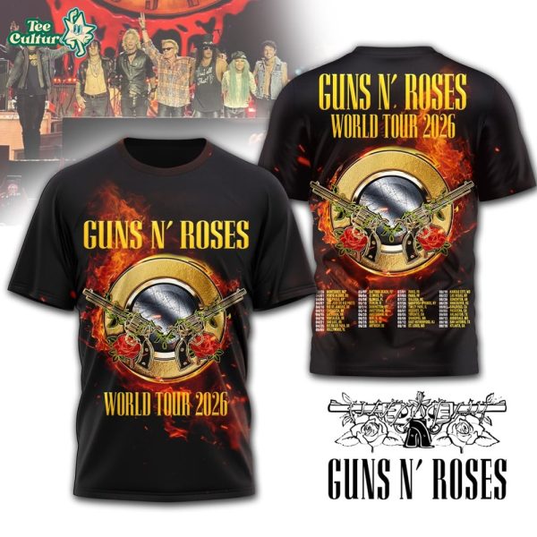 Guns N Roses 2026 North American Tour Dates Double Sided Graphic T-Shirt