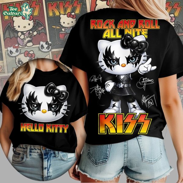 Hello Kitty X Kiss Rock And Roll All Nite Tshirt by Teesculture.com