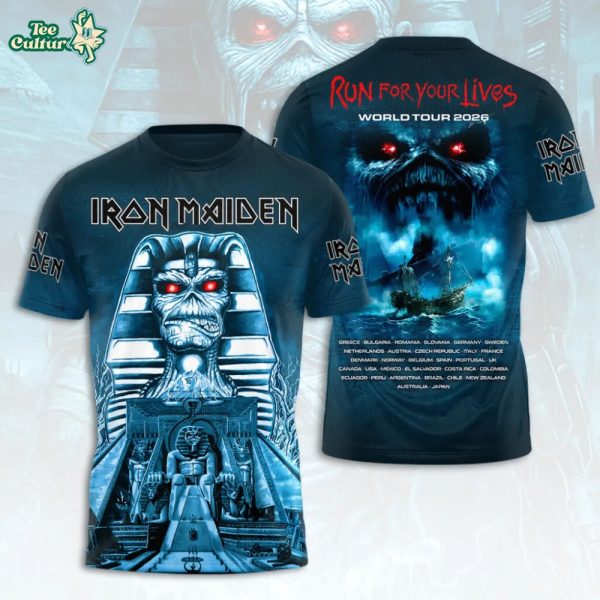 Iron Maiden Powerslave 2026 World Tour 3D Graphic T-Shirt