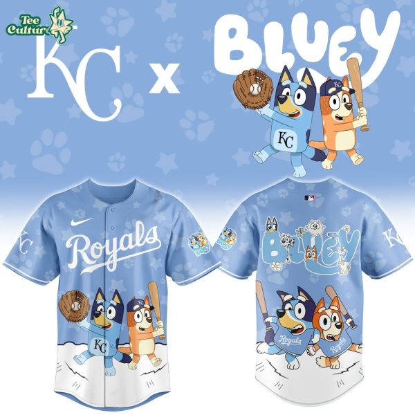 Kansas City Royals Bluey Night Game Special Baseball Jersey by Teesculture.com